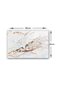 Resim Cam Ocak Arkası Koruyucu|Gold Detaylı Beyaz Mermer | 40cm x 60cm 