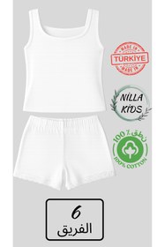 Resim Roft & Pink Nilla Kids Cute 6'lı %100 Pamuk Kız Çocuk Geniş Askılı Beyaz Atlet Kız Şort Takım 
