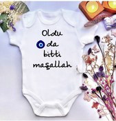 Resim irembaby Unisex Oldu Da Bitti Maşallah Sünnet Baskılı %100 Pamuklu Çıtçıtlı Body Zıbın 