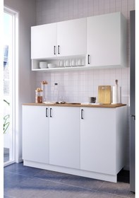 Resim Hera Mutfak Dolabı Alt Üst Modül 135 Cm Tezgah Dahil Beyaz 