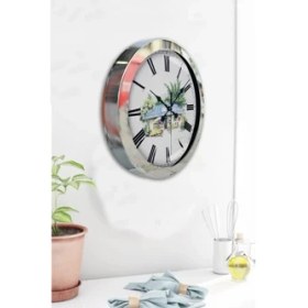 Resim Bahat Krom Çerçeveli Salon Ofis Duvar Saati 36 cm 