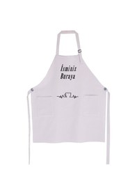 Resim Mutfak Önlüğü Kişiye Ve İsme Özel Nakışlı Mutfak Önlüğü Fincan Farklı Renkler Gri 