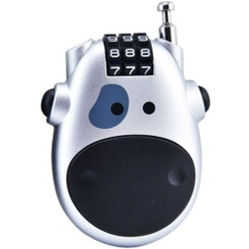 Resim Maiyame Motosiklet Kask Kilit, Elektrikli Bisiklet Anti-calinti, Uzatabilir Tel Kilit, Sifreli Kilitleme Sistemi, Gumus Renkli, Dayanikli Malzeme 