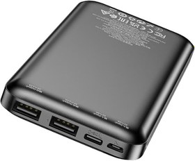 Resim Borofone 10000 Powerbank Taşınabilir Güç Bankası iPhone Uyumlu Şarj Cihazı Led Şarj Kapasite Göstergeli Samsung Uyumlu 14cm x 7cm BJ27 Siyah (Siyah) 