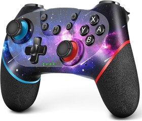 Resim AceGamer Switch Pro Controller Kablosuz Özel, Anahtar Denetleyicisi, Switch/Lite/OLED ile Uyumlu, Gyro ve Yerçekimi Sensörü/Çift Titreşimli/Turbo/Ergonomik Kaymaz! Başparmak Kapakları Dahil! (Galaksi) 