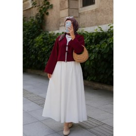 Resim SHC4200 Kadın Bordo Kısa Kimono Ceket - Zarif ve Şık Kombin Parçası 
