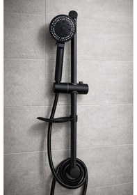 Resim Sürgülü Mat Siyah Yağmurlama Maxima 5 Fonksiyonlu Duş Takımı Seti Mat Siyah 