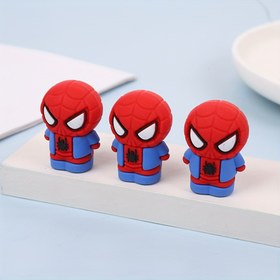Resim 1 Adet/3 Adet MARVEL Spider-Man Kalemtraş - Yaratıcı PVC Yumuşak Kauçuk Mini Kalemtraşlar, Web Desenli, Okul, Ofis ve Ev İçin Taşınabilir Tasarım - Marvel Hayranları için Koleksiyonluk Masa Dekoru, Sevimli Karakter Temalı Kalemtraş, Okul Kırtasiye 