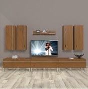 Resim Decoraktiv Eko 8d Mdf Krom Ayaklı Tv Ünitesi Tv Sehpası - Naturel Ceviz 