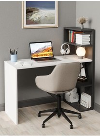 Resim Luga Kitaplıklı Raflı Çalışma Masası Antrasit Antrasit 