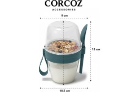 Resim Corcoz Pratik Kaşık Çatallı Müsli Yoğurt Yulaf Salata ve Atıştırma Kabı 700 ml - CZ116 