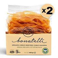 Resim 2 Li Organik Kırmızı Mercimekli Çubuk Makarna Bonatelli