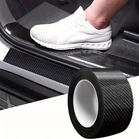 Resim 1 rulo 3D karbon nanofiber araba kapı kenarı koruyucu, PVC su geçirmez çizilmeye karşı dayanıklı bant, evrensel çarpışma filmi, siyah 