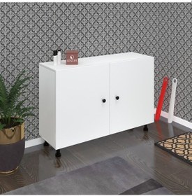 Resim Kenzlife Ayakkabılık Merkub4 Byzbyz 68 100 32 Kapaklı 4 Raflı 20 Çift Ayakkabı Kapasitesi Ahşap 