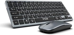 Resim Inca IBK-572 Kablosuz Klavye Mouse Seti - Bluetooth 3.0/5.0 + 2.4G, Şarjlı 180mAh Klavye & 500mAh, Sessiz Tuş, 4D Mouse, 78 Tuş, 10M Menzil, PC, MAC, iOS, Android Uyumlu, Ultra İnce, Hafif 