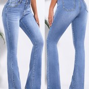 Resim Kadınlar için Şık Esnek Denim Flare Pantolon - Düğme Kapamalı, Her Mevsime Uygun Günlük ve Resmi Giyim, Yüksek Bel Tasarımı, Rahat Kesim, Moda Alt Giysiler, Dayanıklı Malzeme, Dar Kesim Pantolon, Trend Kadınlar 