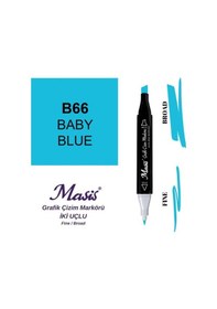Resim Çift Uçlu Marker Grafik Çizim Kalemi 66 Bebe Mavi 