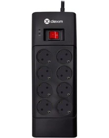 Resim Dexim Sp08dg 8port Akım Koruyucu Priz Siyah 1.8 Metre 