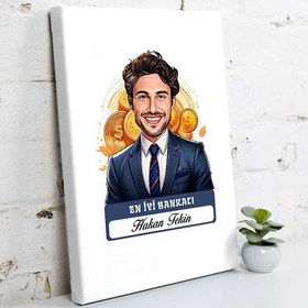 Resim Karikatürlü En Yakışıklı Bankacı Kanvas Tablo 