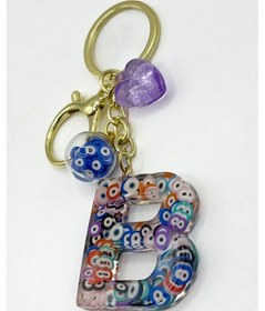 Resim Renkli Nazar Boncuklu B Harfi Anahtarlık, El Yapımı Hediyelik Çan 