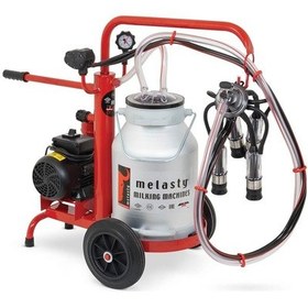 Resim Melasty Ecomini Tekli İnek Süt Sağma Makinesi Alüminyum Güğüm - Kauçuk Memelik Yağlı Pompa 