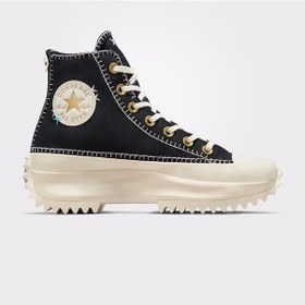 Resim Converse Run Star Hike Unisex Siyah Platform Sneaker Düz A08733c Siyah 