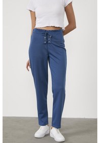 Resim Beli Lastikli Önü İp Detaylı Eşofman Alt - Indigo İndigo 