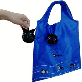 Resim 1 adet Sevimli Kedi Şekilli Yeniden Kullanılabilir Tote Çantası - Büyük Kapasiteli Alışveriş ve Depolama Çantası, Günlük Kullanım İçin İdeal, Halloween, Noel, Paskalya, Şükran Günü, Dünya Günü, Festivite Uygun Aksesuar | Oynak Tasarım | Dayanıklı Tutma Kolu, Kedi Severleri İçin Hediye 