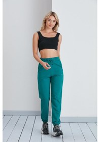 Resim Düz Model Lastikli Paça Penye Eşofman Altı Yeşil-yeşil Yeşil 