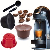 Resim 3 adet Dolce Gusto Kahve Filtre Kupası için Uygun Yeniden Kullanılabilir Kahve Kapsül Filtreleri Kaşık Fırça ile 