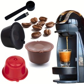 Resim 3 adet Dolce Gusto Kahve Filtre Kupası için Uygun Yeniden Kullanılabilir Kahve Kapsül Filtreleri Kaşık Fırça ile 