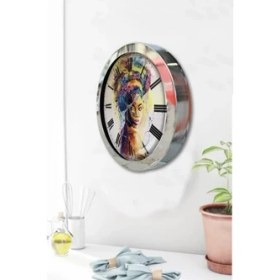 Resim Bahat Krom Çerçeveli Salon Ofis Duvar Saati 36 cm 