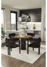 Resim Avvio Moon Ptt Lake Mdf Ayak 4'lü Tokyo Metal Demonte Sandalye 90x90 Masa Sandalye Takımı Akça 