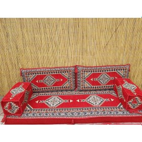 Resim Coton Şark Köşesi Saraylı Desenli Minder Takımı Kırmızı 