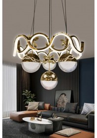 Resim Sefa Model Küre Fanuslu Top 4 Toplu İthal Led Avize - - Kumandalı / Gold Gold 