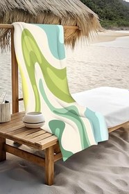 Resim Dijital Baskı Plaj Deniz Havlusu Soyut Desenli Peştamal HVL0193 