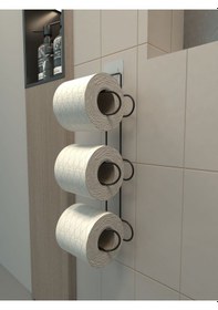 Resim Zabata 3 Katlıyapışkanlı Tuvalet Kağıtlığı Tutacağı Askısı Mat Siyah Metal Tuvalet Kağıtlık Siyah 