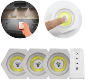 Resim Chermik 3'lü Premium Kablosuz Led Dokunmatik Lamba Seti Köşeli Uzaktan Kumandalı Pilli Dekoratif Gece Işığı 