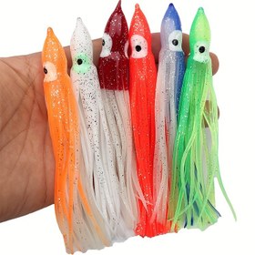 Resim 5 adet paket 20 renk seçeneği ile parlayan akrep yemi yalancı renkli simülasyon yemi kalamar akrep yumuşak yemi 12 cm deniz balıkçılığı teknesi balıkçılığı 