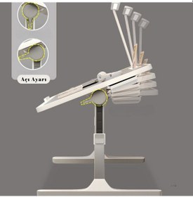 Resim Karr Office Move - N9 Yükseklik Ayarlı Led Aydınlatmalı Beyaz Laptop Sehpası Diğer 