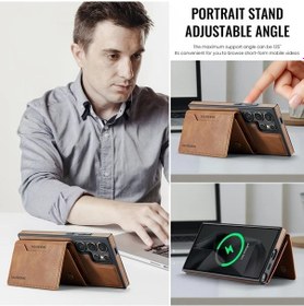 Resim Userfriendly11 Galaxy S25 Ultra İçin Rfıd Korumalı Çoklu Kart Yuvası Kablosuz Şarj Uyumlu Koyu Kahverengi Dayanak 