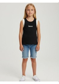 Resim Kız Cocuk Pamuklu Fitiili Crop Bluz-16763 Siyah Beyaz 