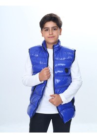 Resim Toontoy Kids Toontoy Erkek Çocuk Su İtici Dik Yaka Fermuarlı Cepli Parlak Şişme Yelek Saks 