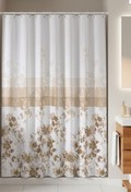 Resim Tropikhome Çiçekli Banyo Duş Perdesi-kahverengi Renk Duş Perdesi, Tek Kanat Küvet Perdesi 180x200 Cm 