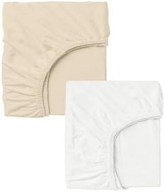 Resim 2 Adet Pamuklu Ve Lastikli 60 X 120 Cm Penye Bebek Çarşaf, KREM-BEYAZ 