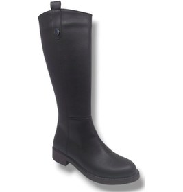 Resim İzlife 232 Kadın Koyu Kahve Uzun Fermuarlı Alçak Topuklu Çizme Kahve 