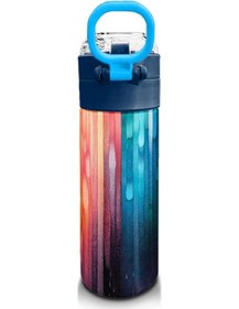 Resim Coral High Kids Lacivert Renkli Çizgili Desenli Pipetli Ve Direkt İçim Çelik Termos 500 Ml 31890 Açık Mavi - Sarı 