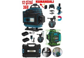 Resim 12 Köşe Yeşil Lazer Hizalama Terazi 360° Mıknatıslı Çantalı Otomatik Hizalama Metre 