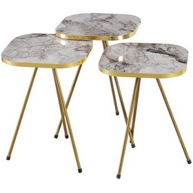 Resim Zigon Sehpa 34 34 Altın Bendir Mermer 