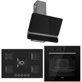 Resim Ferre SS Serisi Siyah 5 Gözlü Ankastre Set ( QBL62CS-SS035-D080 ) 